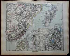 Southern Africa Cape Colony Orange Free State Natal 1895 Stieler detailed map
