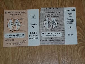 Tickets Stubs for World Cup Semi-Finals England July 25 and 26, 1966 Russia v West Germany and En...