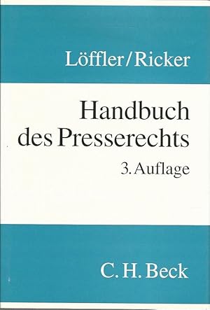 Imagen del vendedor de Handbuch des Presserechts. Begr. von Martin Lffler und Reinhart Ricker. a la venta por Lewitz Antiquariat