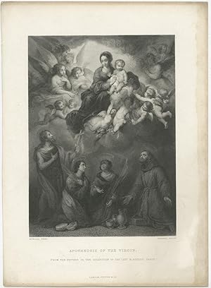 Antique Print of the Apotheosis of the Virgin by Nargeot (1875)