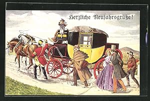 Künstler-Ansichtskarte Königl.-kaiserl. Eilpost mit Bergvorgespann 1848