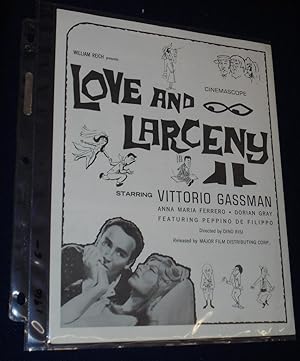 Bild des Verkufers fr Love and Larceny, Original Movie Pressbook zum Verkauf von Pensees Bookshop