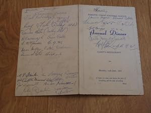 Autographed Annual Dinner Menu / Programme Clery's Restaurant 1962