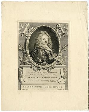 Bild des Verkufers fr Portrait Antique Print-JOAN DE HAES-DUTCH POET-PORTRAIT-Thomassin-van Gunst-1723 zum Verkauf von Pictura Prints, Art & Books