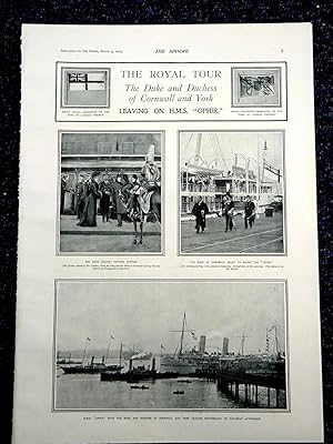 Seller image for The Sphere, A 4 Page Supplement on The Royal Tour - Duke & Duchess of Cornwall and York Leaving on HMS OPHIR. 1901 for sale by Tony Hutchinson