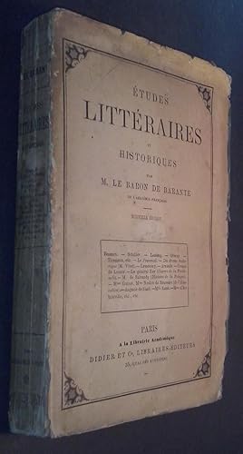 Bild des Verkufers fr tudes littraires et historiques zum Verkauf von Librera La Candela