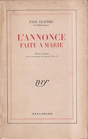 Image du vendeur pour L' annonce faite  Marie : ed. augmente d'une variante pour la scne de l'acte IV. mis en vente par PRISCA