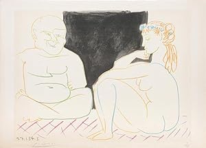 Seller image for (The Two Thinkers.) Untitled from Suite de 15 dessins de Picasso. for sale by Peter Harrington.  ABA/ ILAB.