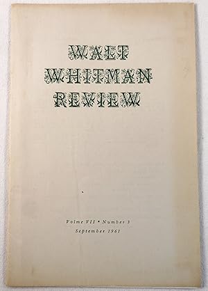 Seller image for Walt Whitman Review. Volume VII, Number 3 - September 1961 for sale by Resource Books, LLC