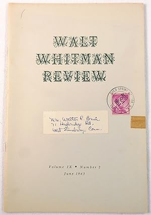 Seller image for Walt Whitman Review. Volume IX, Number 2 - June 1963 for sale by Resource Books, LLC