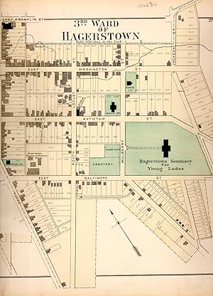 Seller image for MAP: "3rd Ward of Hagerstown (Maryland)".from An Illustrated Atlas of Washington County, Maryland for sale by Dorley House Books, Inc.