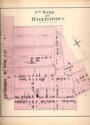 Seller image for MAP: "4th Ward of Hagerstown (Maryland).from An Illustrated Atlas of Washington County, Maryland for sale by Dorley House Books, Inc.