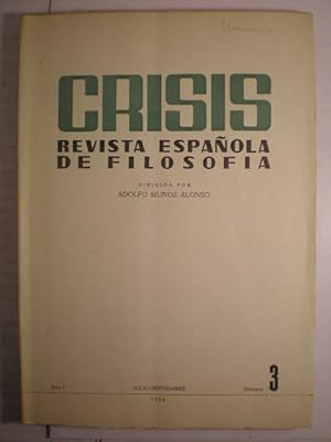 Bild des Verkufers fr Crisis. Revista espaola de Filosofa Num. 3 Julio-Septiembre 1954 zum Verkauf von Librera Antonio Azorn
