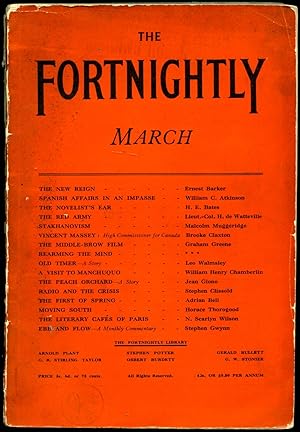 Seller image for The Red Army' + 'The Middle Brow Film' + 'The Novelist's Ear' + 'Stakhanovism' | The Fortnightly | No. 831 New Series March 1936. for sale by Little Stour Books PBFA Member