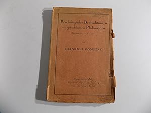 Psychologische Beobachtungen an griechischen Philosophen (Parmenides - Sokrates). Sonderabdruck a...