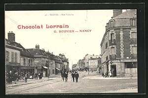 Carte postale Troyes, Rue Voltaire, Chocolat Lorrain