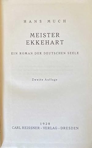 Bild des Verkufers fr Meister Ekkehart. Ein Roman der deutschen Seele. zum Verkauf von Treptower Buecherkabinett Inh. Schultz Volha