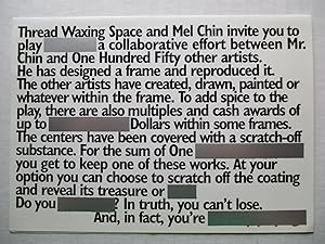 Imagen del vendedor de Mel Chin Scratch Artist benefit for Thread Waxing Space 1996 Exhibition invite postcard a la venta por ANARTIST