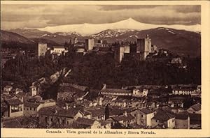 Ansichtskarte / Postkarte Granada Andalusien Spanien, Alhambra y Sierra Nevada, Vista general