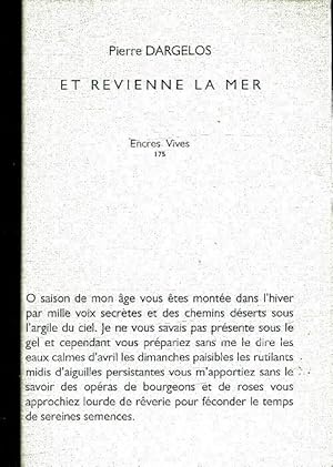 Imagen del vendedor de Et revienne la mer - Pierre Dargelos a la venta por Book Hmisphres