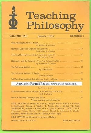 TEACHING PHILOSOPHY, Volume One/Vol. 1, Number 1/#1, Summer 1975/'75