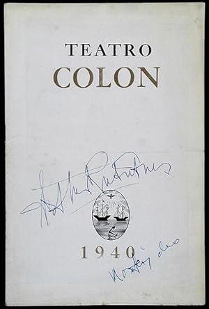 Artur Rubinstein - Concert Program of Teatro Colón, Buenos Aires, 1940. AUTOGRAPH SIGNATURE of th...