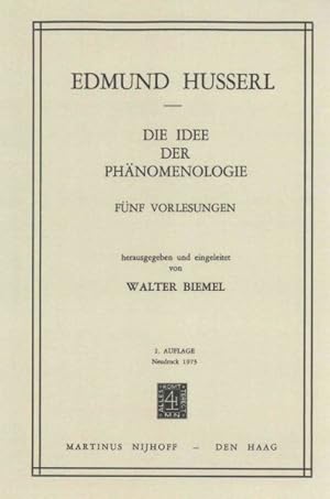 Seller image for Die Idee Der Phnomenologie : Fnf Vorlesungen -Language: german for sale by GreatBookPrices