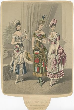 Antique Costume Print of the Fashion in the year 1879