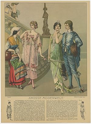Antique Costume Print of the Fashion in the year 1914