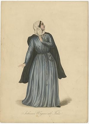 Antique Costume Print of Johanna Jachmann-Wagner (c.1860)