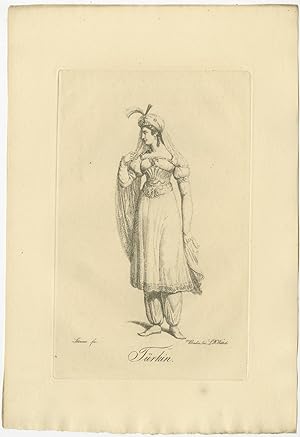 Antique Costume Print of a Woman from Turkey by Wittich (c.1830)