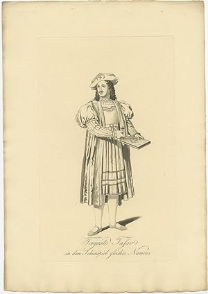 Antique Costume Print of Torquato Tasso (c.1830)