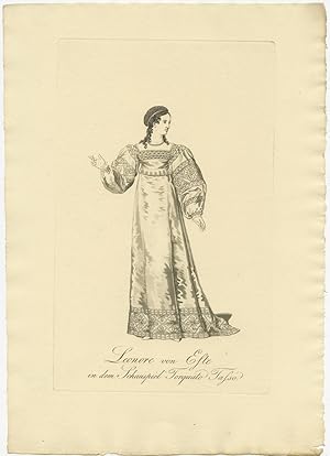 Antique Costume Print of Leonore von Este (c.1830)