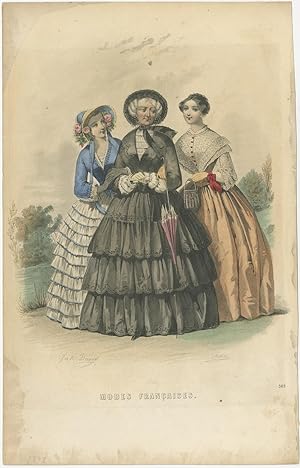 No. 303 Antique Costume Print of French Fashion (c.1900)