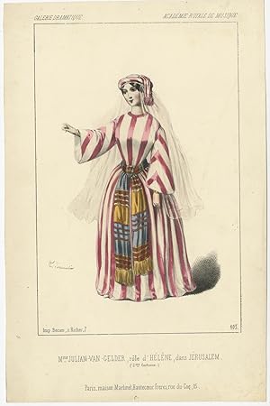 No. 403 Antique Costume Print of Madame Julian-Van Gelder by Decan (c.1850)