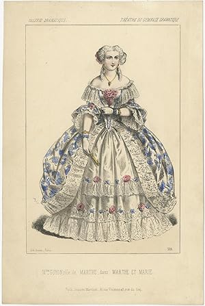 No. 586 Antique Costume Print of Madame Guyon by Decan (c.1850)