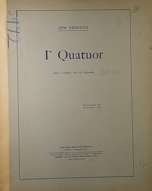 Immagine del venditore per 1er Quatuor (1st String Quartet), Set of Parts venduto da Austin Sherlaw-Johnson, Secondhand Music