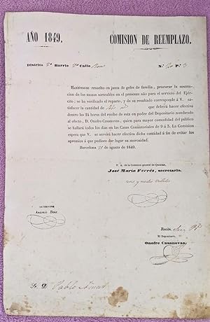 COMISION DE REEMPLAZO, PABLO AMAT 1849
