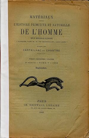 Image du vendeur pour Matriaux pour l'hisoire primitive et naturelle de l'Homme - septembre 1888 mis en vente par Sylvain Par