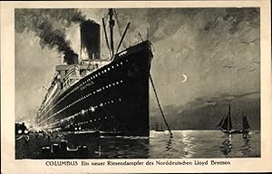 Ansichtskarte / Postkarte Riesendampfer Columbus, Norddeutsche Lloyd