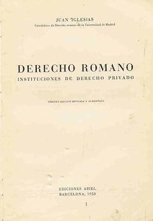 Imagen del vendedor de DERECHO ROMANO. INSTITUCIONES DE DERECHO PRIVADO a la venta por Librera Torren de Rueda