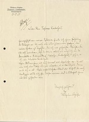 Eigenhändiger Brief vom 24.2.1925 an Professor Koetschau.