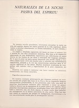 Bild des Verkufers fr NATURALEZA DE LA NOCHE PASIVA DEL ESPIRITU (EXTRAIDO ORIGINAL DEL AO 1959, ESTUDIO COMPLETO TEXTO INTEGRO) zum Verkauf von Libreria 7 Soles