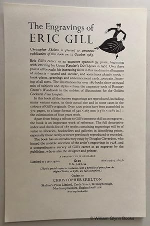 Seller image for The Engravings of Eric Gill [Prospectus] for sale by William Glynn