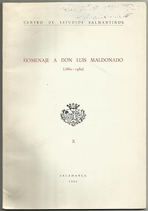 Image du vendeur pour Homenaje a Don Luis Maldonado (1860-1960). [Dedicatoria autgrafa y firma del autor]. mis en vente par Llibreria Antiquria Delstres