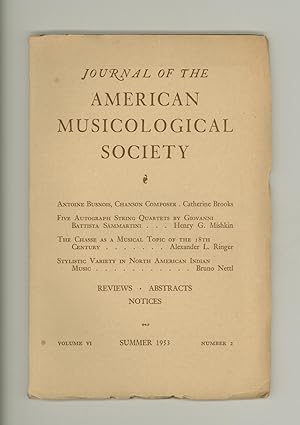 Journal of the American Musicological Society Summer 1953, Native American Indian Music. Scholarl...
