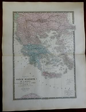 Greece Ottoman Balkans Crete Macedonia 1830's Brue large detailed map hand color