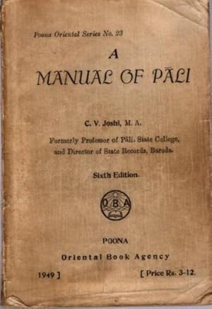 Seller image for A MANUAL OF PALI for sale by By The Way Books