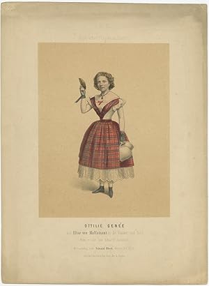 Antique Costume Print of Ottilie Genée as Elise von Malfaisant (c.1880)