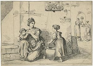 Antique Print of a Woman of Rome by Pinelli (1819)